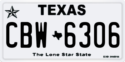 TX license plate CBW6306