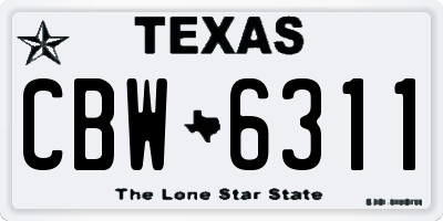 TX license plate CBW6311
