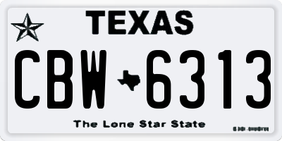 TX license plate CBW6313