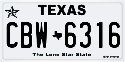 TX license plate CBW6316