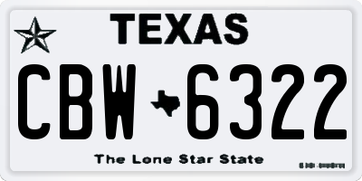 TX license plate CBW6322