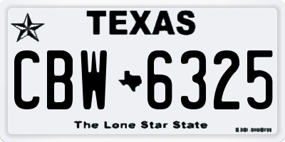 TX license plate CBW6325