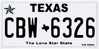 TX license plate CBW6326