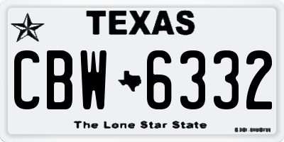 TX license plate CBW6332