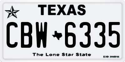 TX license plate CBW6335