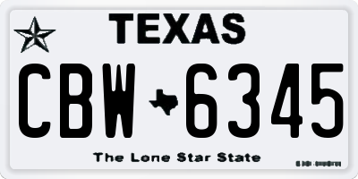 TX license plate CBW6345