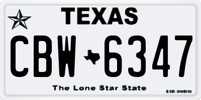 TX license plate CBW6347