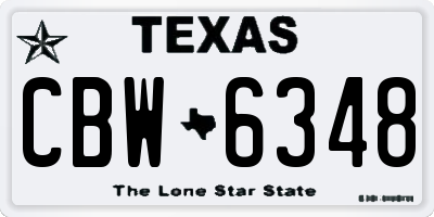 TX license plate CBW6348