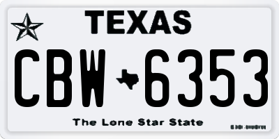 TX license plate CBW6353