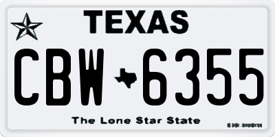 TX license plate CBW6355