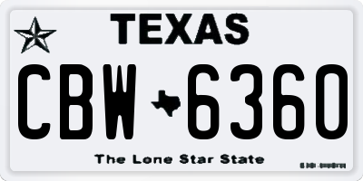TX license plate CBW6360