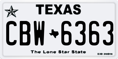 TX license plate CBW6363