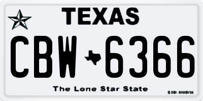 TX license plate CBW6366