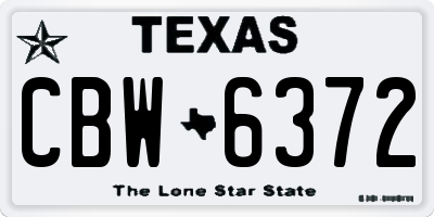 TX license plate CBW6372