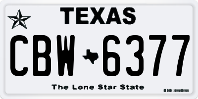 TX license plate CBW6377