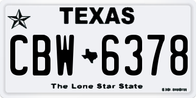 TX license plate CBW6378