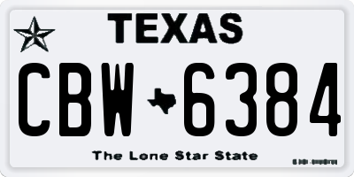 TX license plate CBW6384