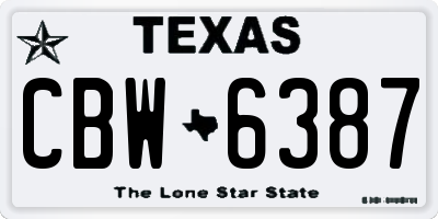 TX license plate CBW6387