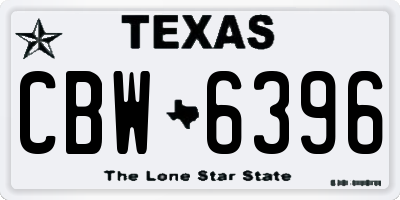 TX license plate CBW6396