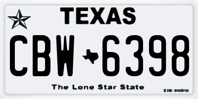 TX license plate CBW6398