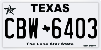 TX license plate CBW6403