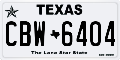 TX license plate CBW6404