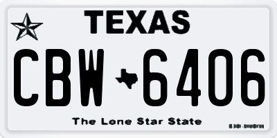 TX license plate CBW6406