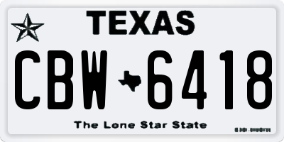 TX license plate CBW6418