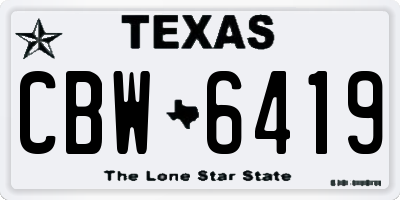 TX license plate CBW6419