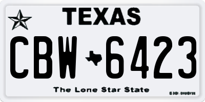 TX license plate CBW6423