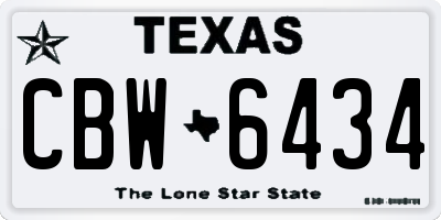 TX license plate CBW6434
