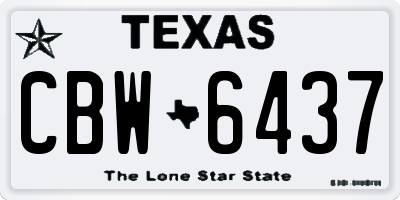 TX license plate CBW6437
