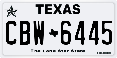 TX license plate CBW6445