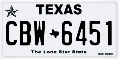 TX license plate CBW6451