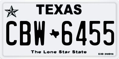 TX license plate CBW6455