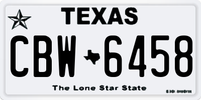 TX license plate CBW6458