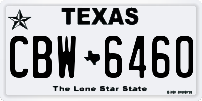 TX license plate CBW6460