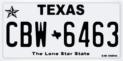 TX license plate CBW6463