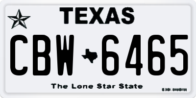 TX license plate CBW6465
