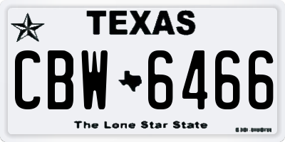 TX license plate CBW6466
