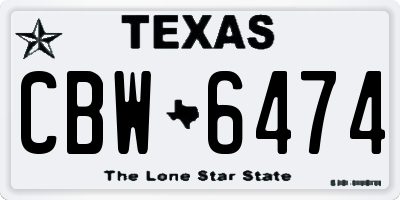 TX license plate CBW6474