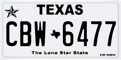 TX license plate CBW6477