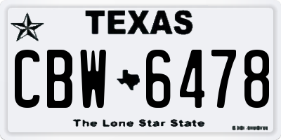 TX license plate CBW6478