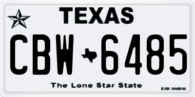 TX license plate CBW6485