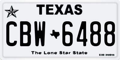 TX license plate CBW6488