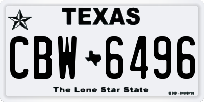 TX license plate CBW6496