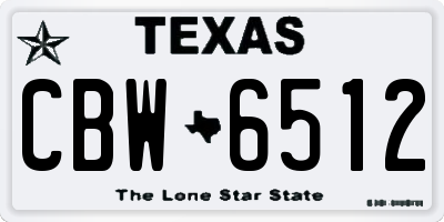 TX license plate CBW6512