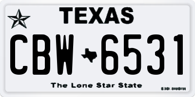 TX license plate CBW6531