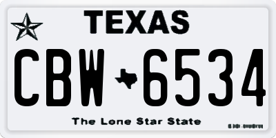 TX license plate CBW6534