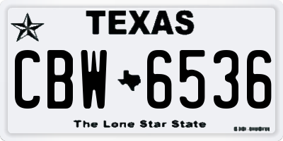 TX license plate CBW6536